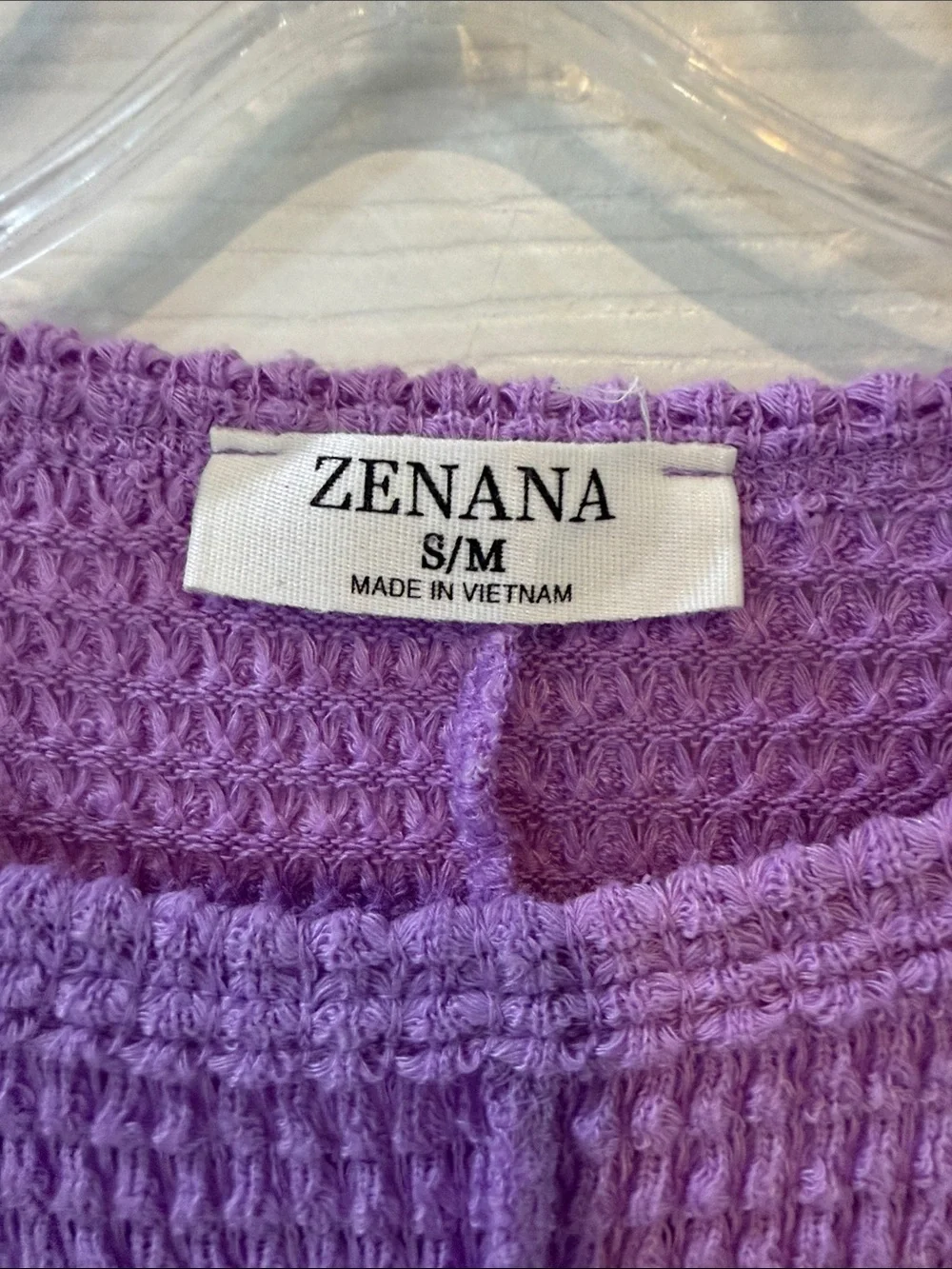 Zenana Outfitters Purple Waffle Knit Scoop Neck Sweater